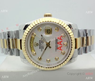 High Quality Rolex Day-Date 36mm Watches Two Tone Presidential White MOP Dial